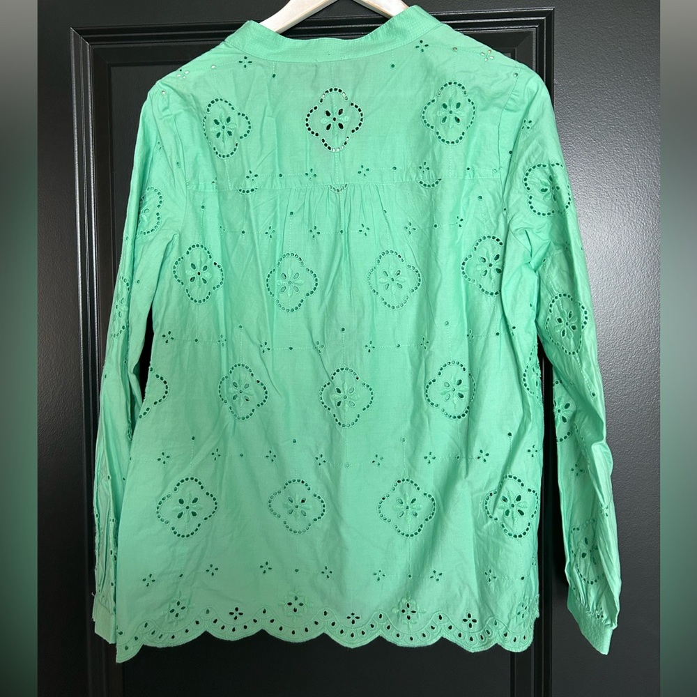 Talbots Mint Green Eyelet Blouse Small NWT - Picture 5 of 10